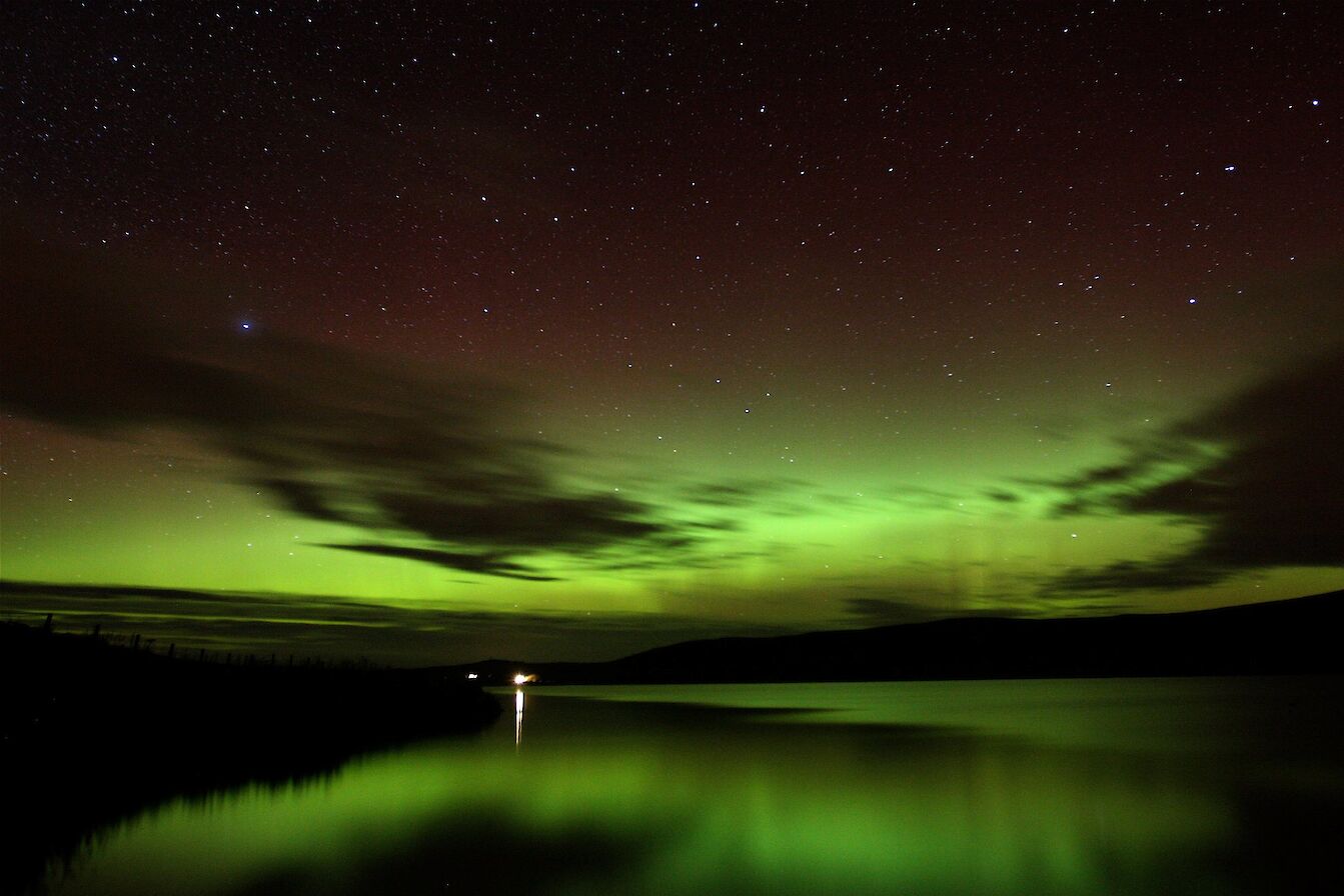Aurora over Kirbister Loch in Orkney - image by John Wishart