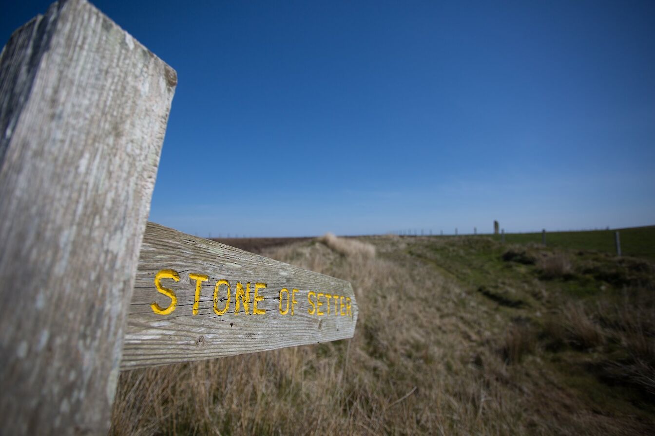 Signpost at the Stone of Setter, Eday