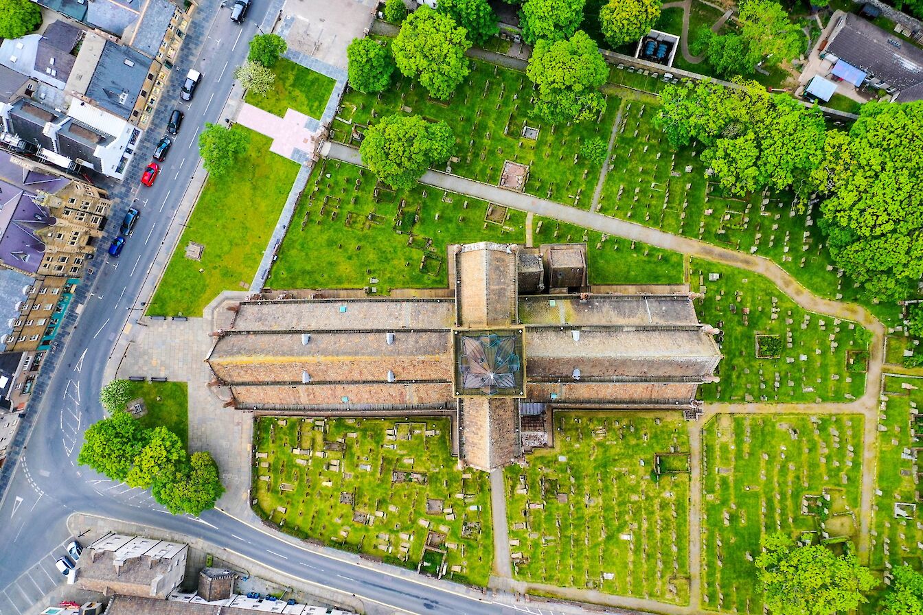 Aerial view of St Magnus Cathedral, Orkney - image by Nick McCaffrey