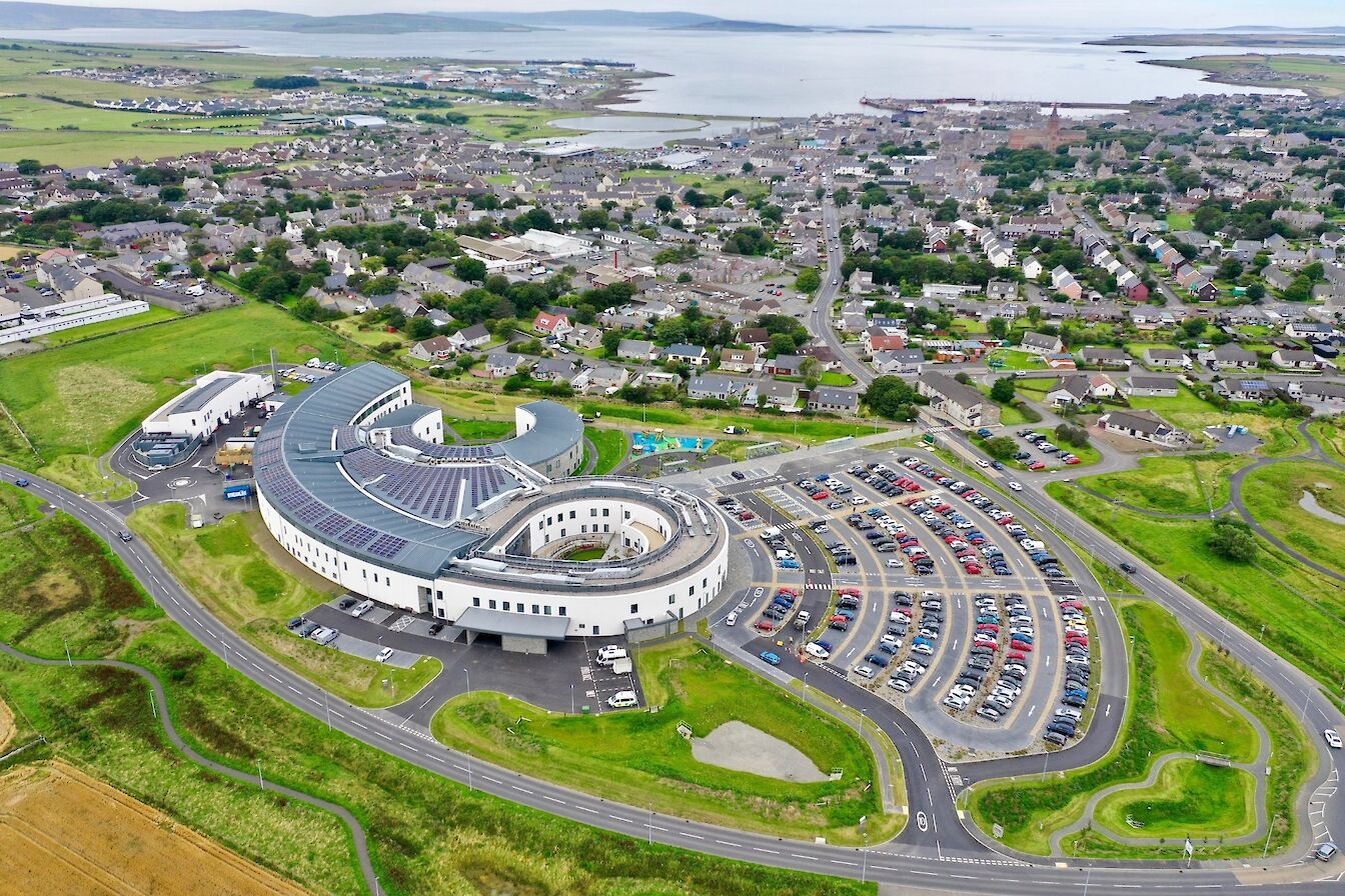Aerial view of the new Balfour Hospital in Kirkwall - image by Colin Keldie