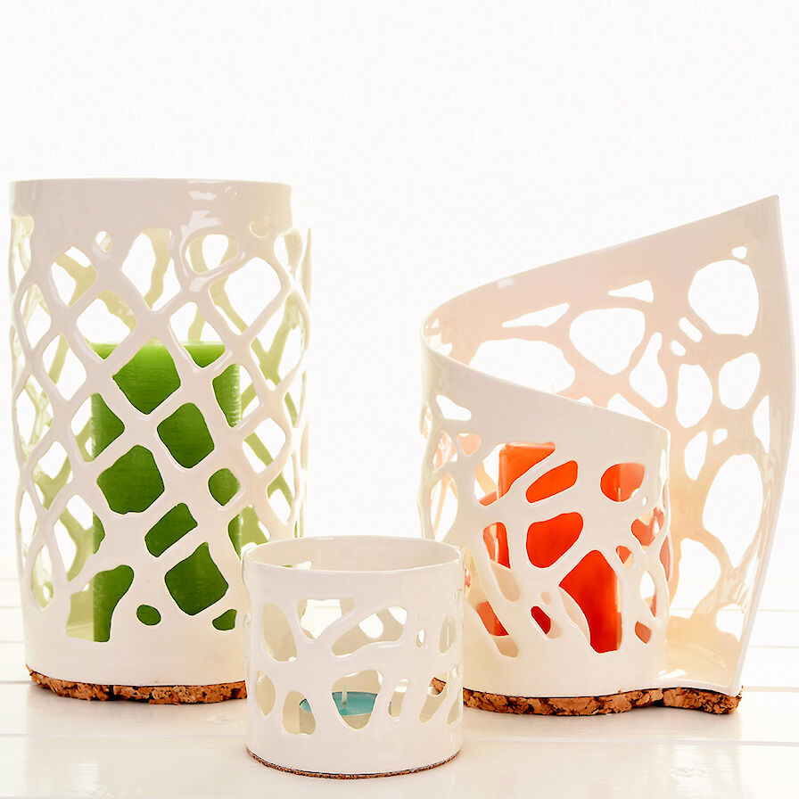 Spiral spindrift candle holder by Robin Palmer Ceramics