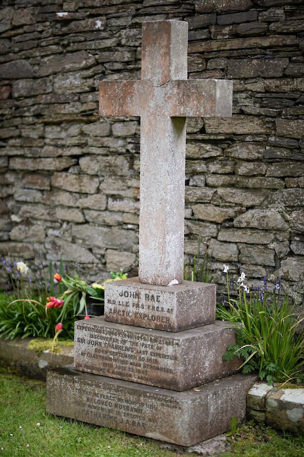 The grave of Orkney's Arctic explorer, John Rae, in the St Magnus Cathedral graveyard.