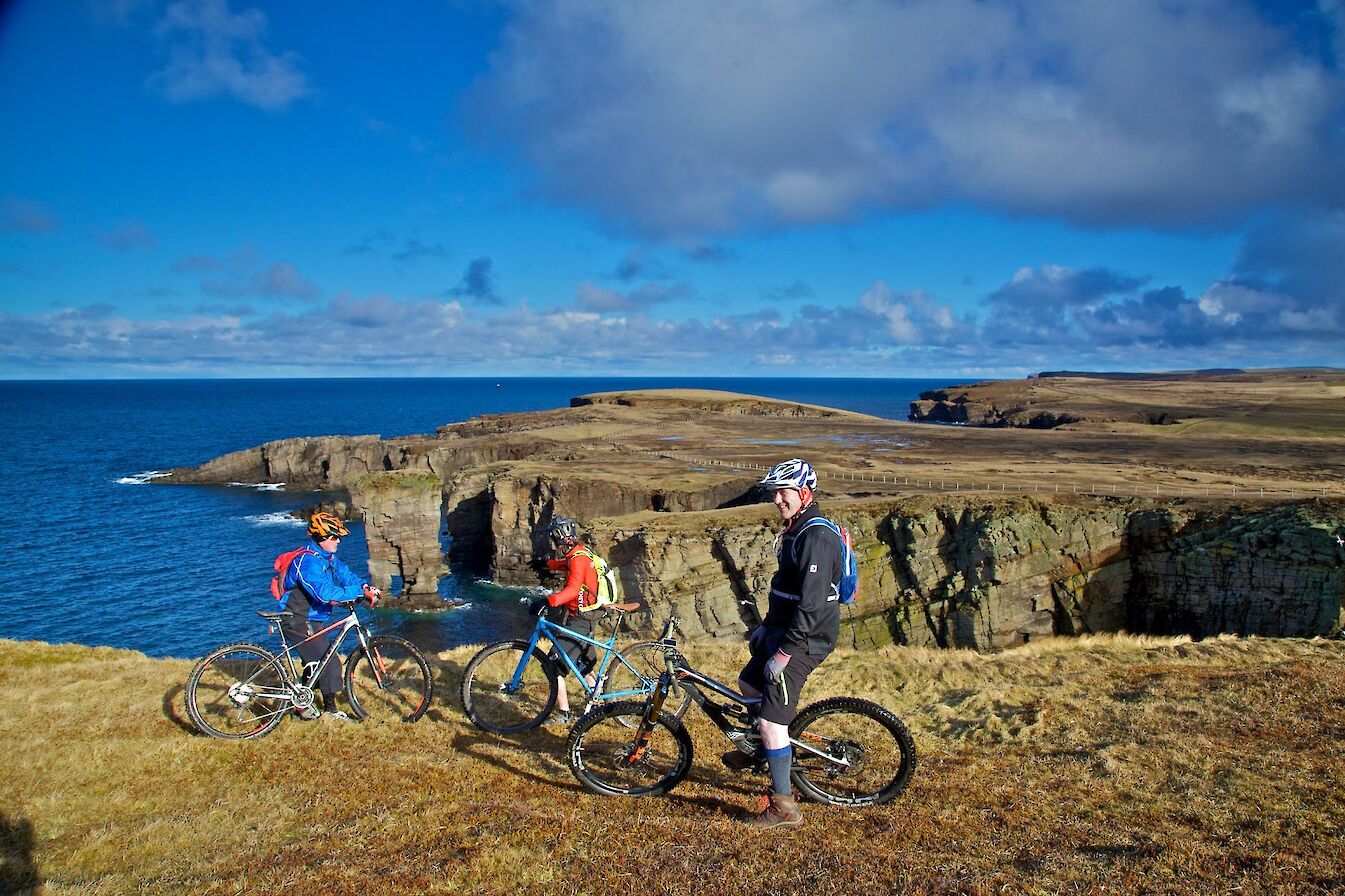 Orkney Cycling Club members at Yesnaby, Orkney