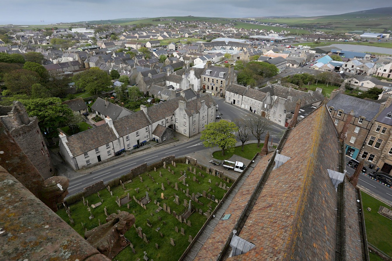 The view of Kirkwall from the base of the spire