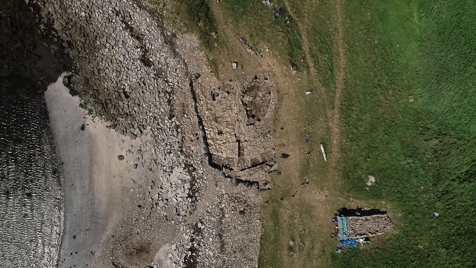 Aerial view of the Swandro dig, Orkney