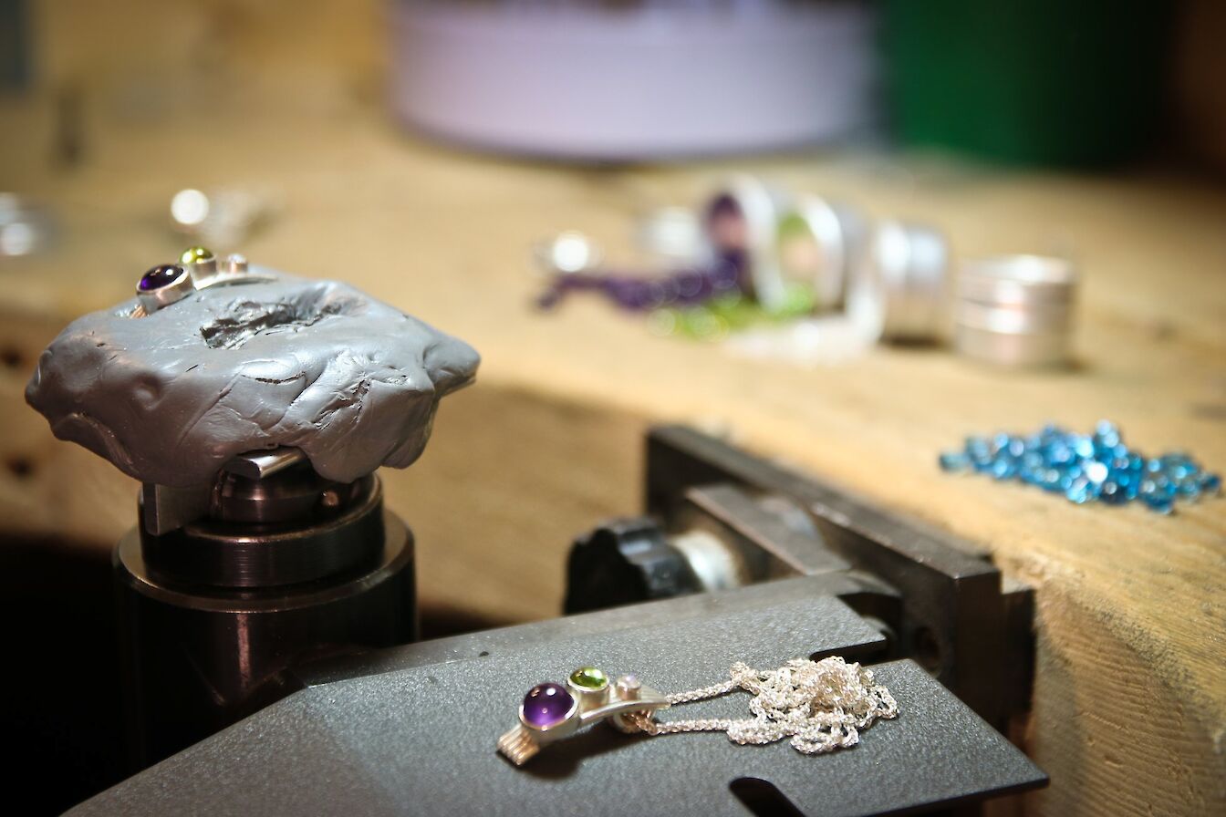 Some of Alison Moore's beautiful jewellery being made