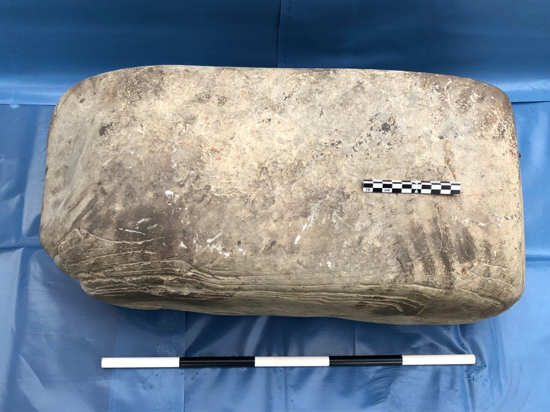 The Pictish anvil stone, complete with hand-print of the smith, recovered last year. Image courtesy Swandro Trust