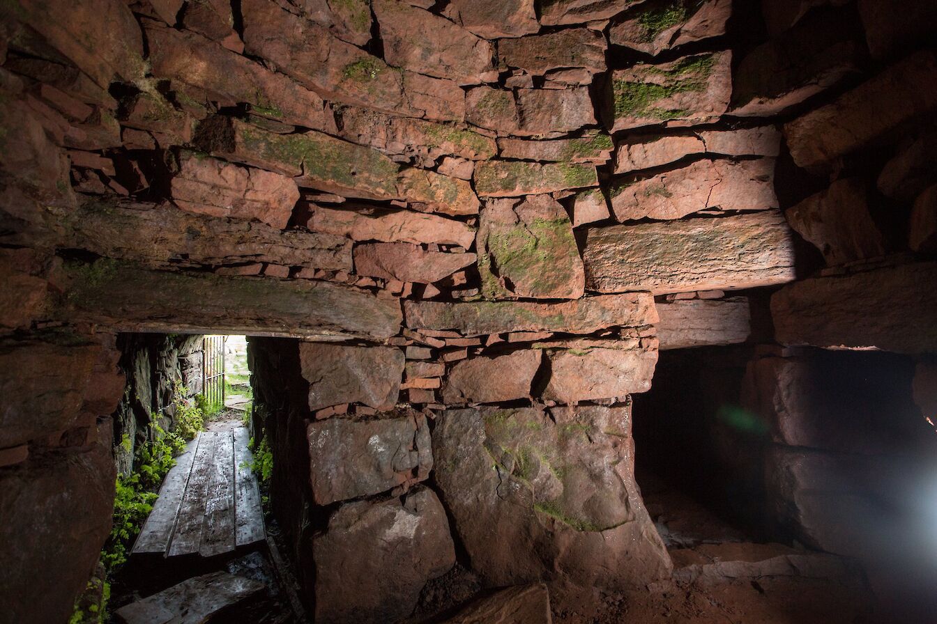 Inside Vinquoy Chambered Cairn, Eday