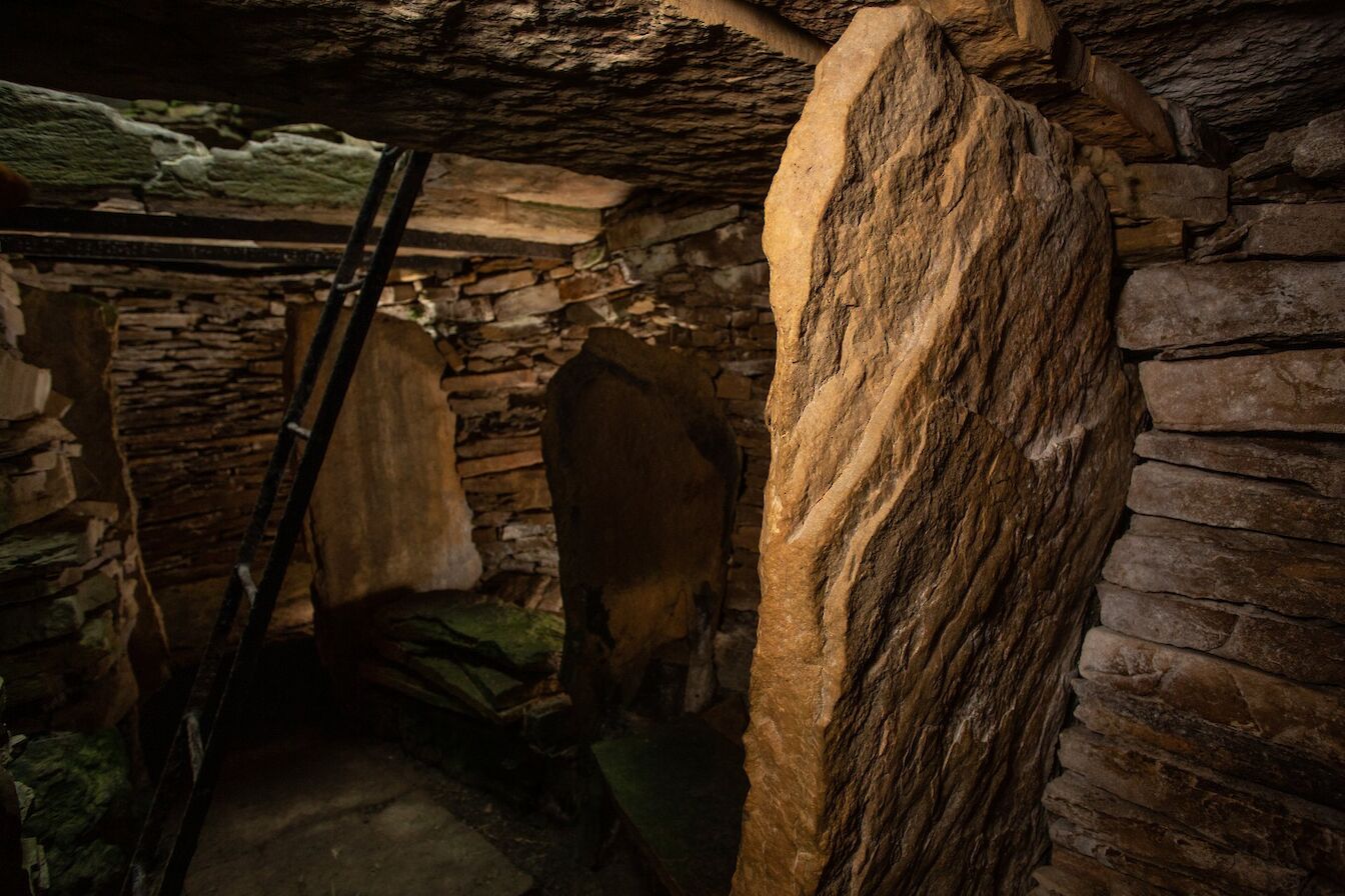 Inside the Taversoe Tuick, Orkney