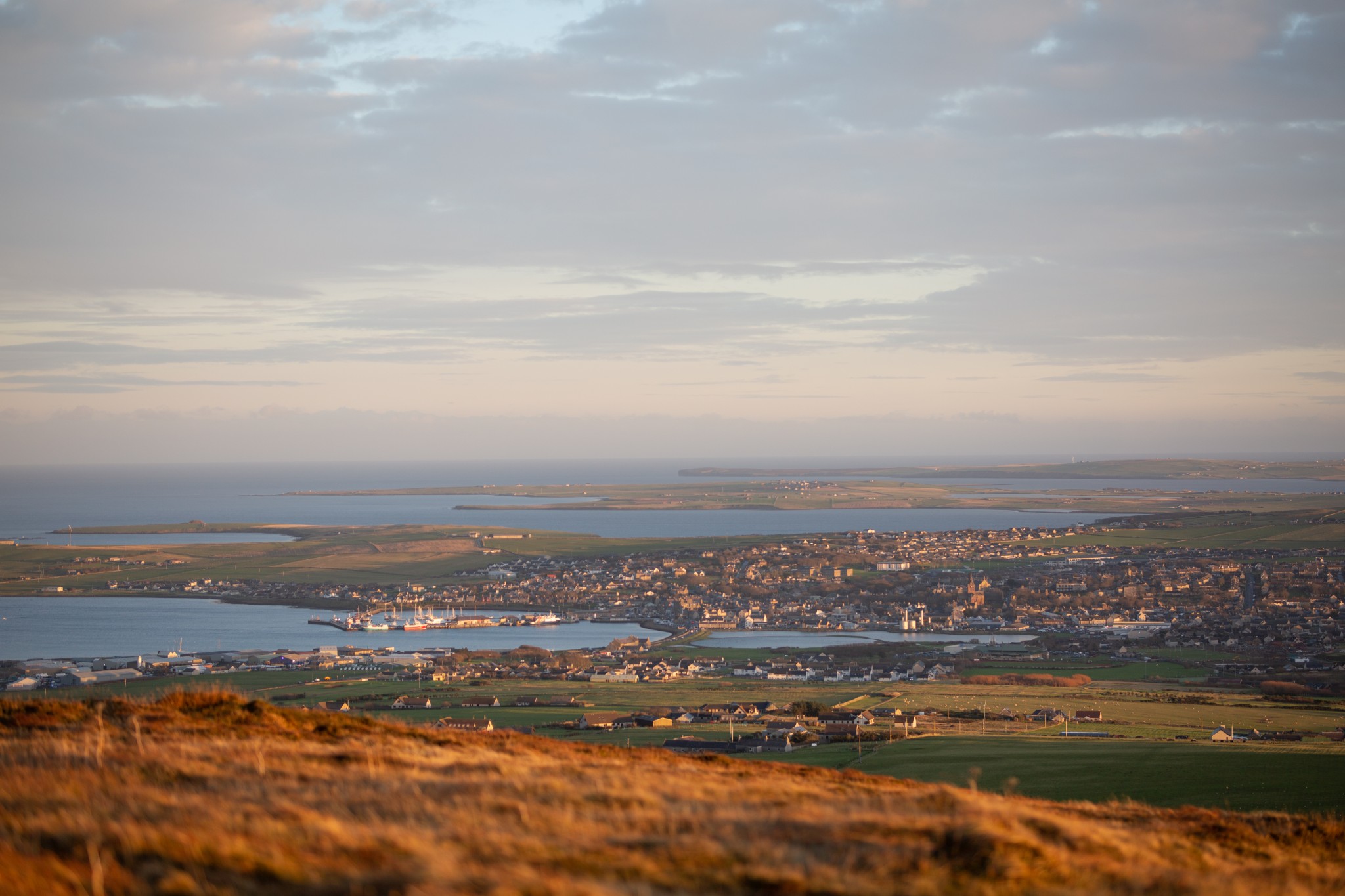View over Kirkwall from Wideford Hill, Orkney