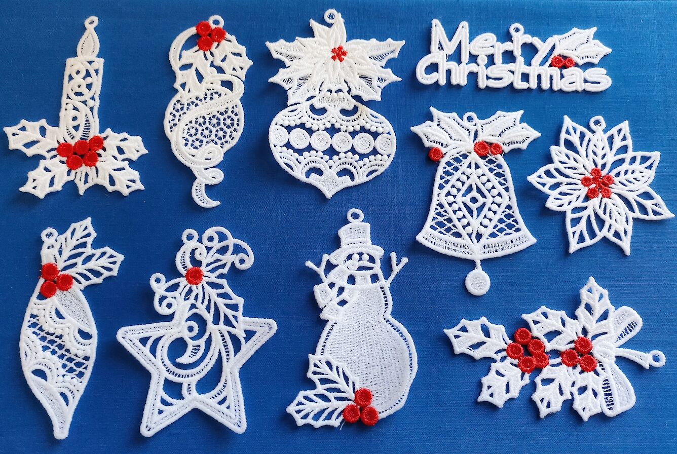 Lace Christmas tree decorations from Aries Gallery