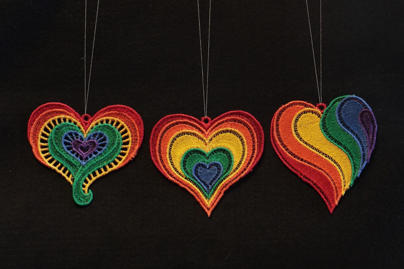 Lace rainbow hearts from Aries Gallery