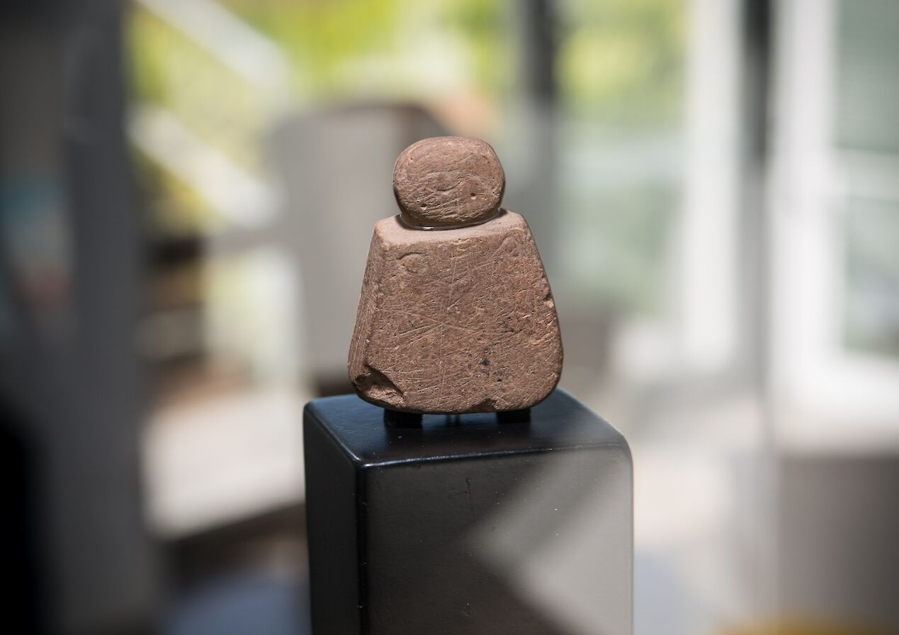The Westray Wife Neolithic carved figurine, on display the Westray Heritage Centre