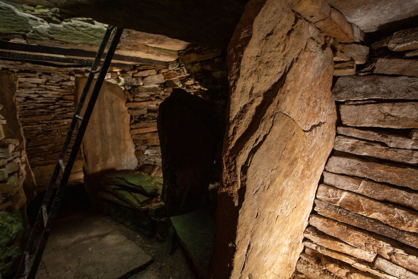 Inside the Taversoe Tuick, Orkney
