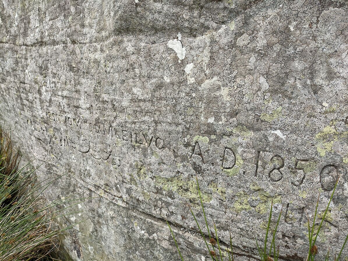Inscription on the back of the Dwarfie Stane, Orkney - image by David C. Weinczok