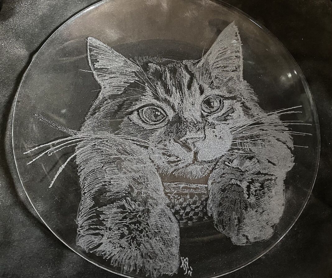 Hand engraved glass plates