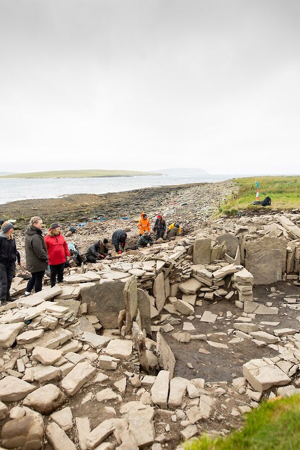 Archaeologists in action at Swandro, Orkney