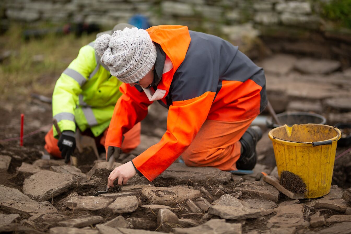 Archaeologists in action at Skaill, Orkney