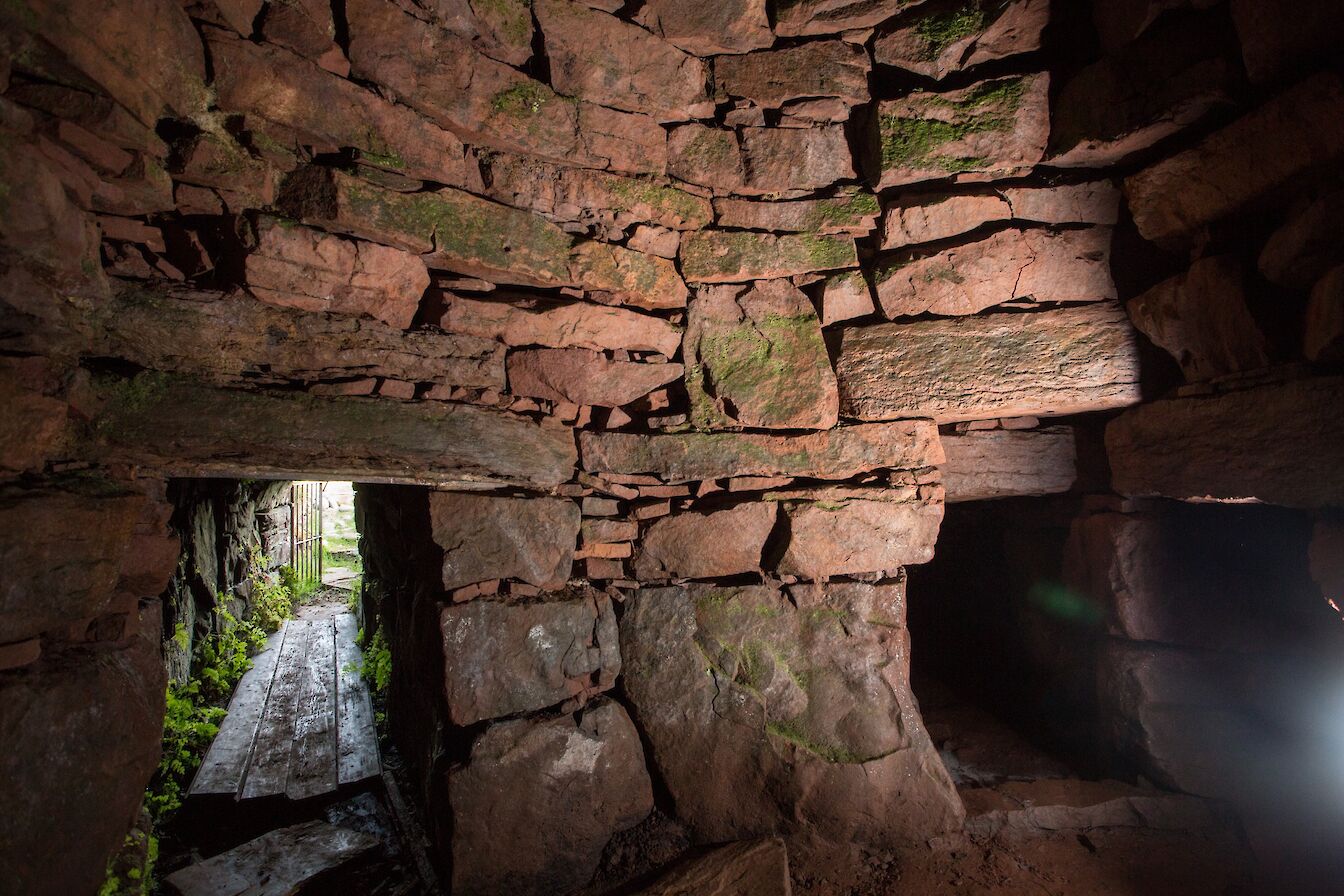 Inside Vinquoy Chambered Cairn, Eday, Orkney