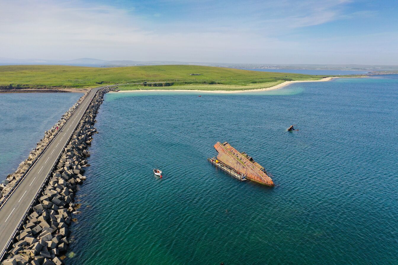 View over Churchill Barrier no 3, Orkney