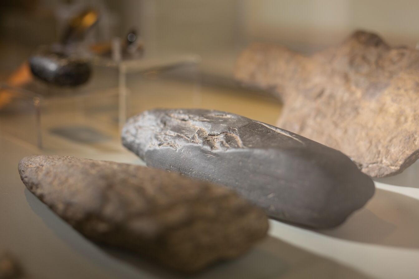 Artefacts from Tomb of the Eagles, now on display at the Orkney Museum