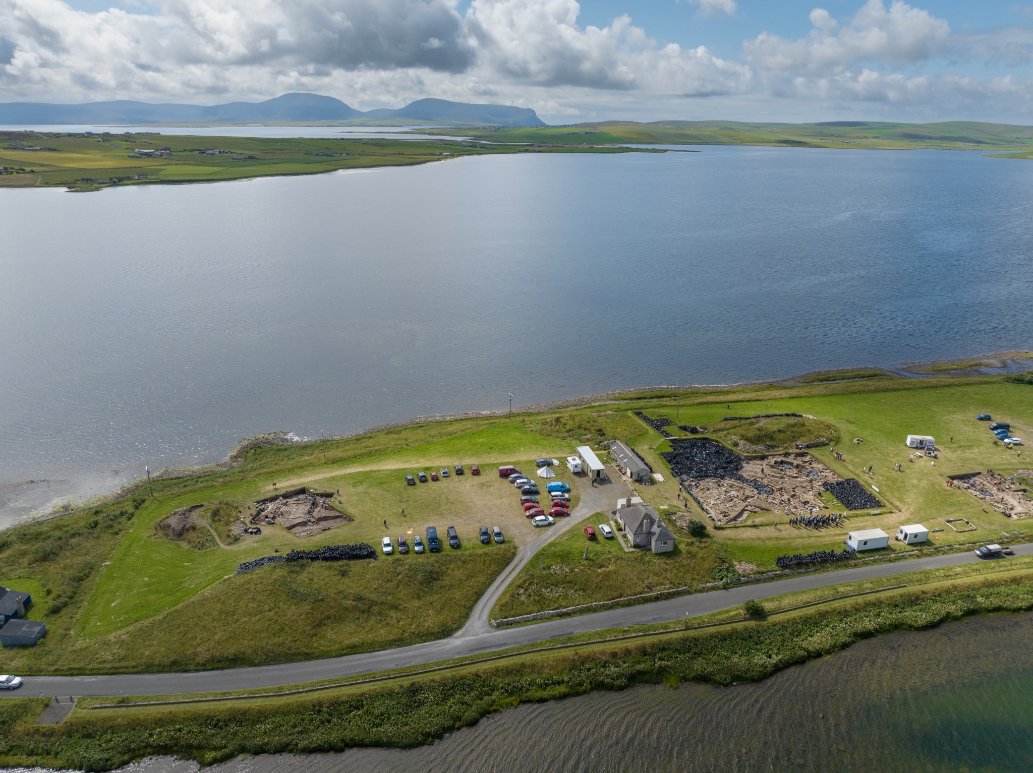 Aerial view of the Ness of Brodgar dig - image by Scott Pike