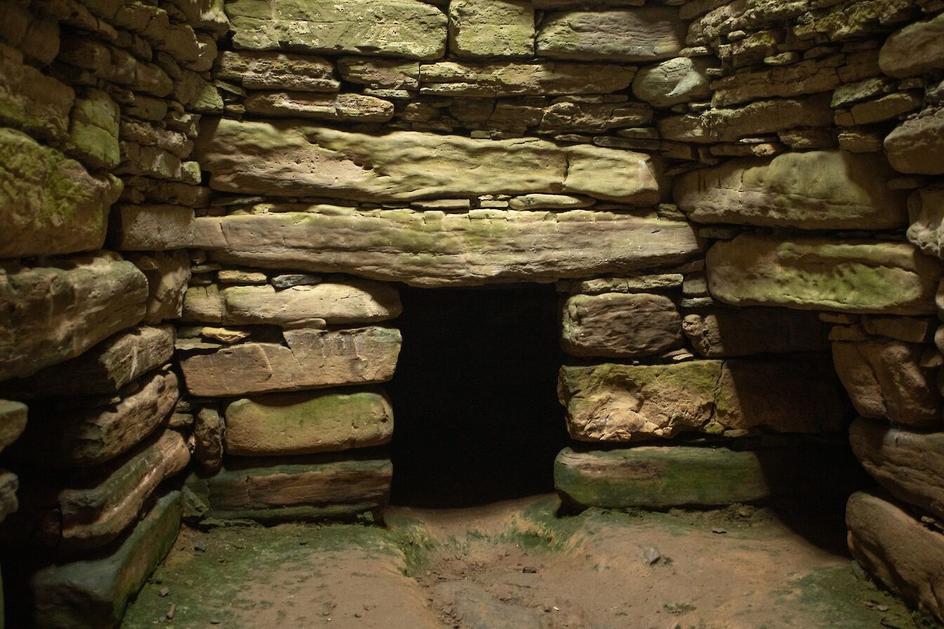 Inside Quoyness Chambered Cairn, Sanday, Orkney