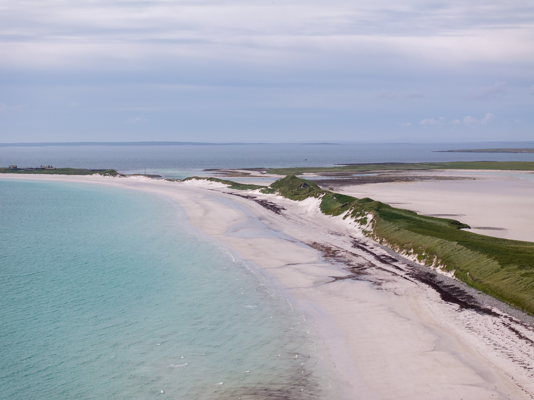 Aerial view of Cata Sand, Sanday, Orkney