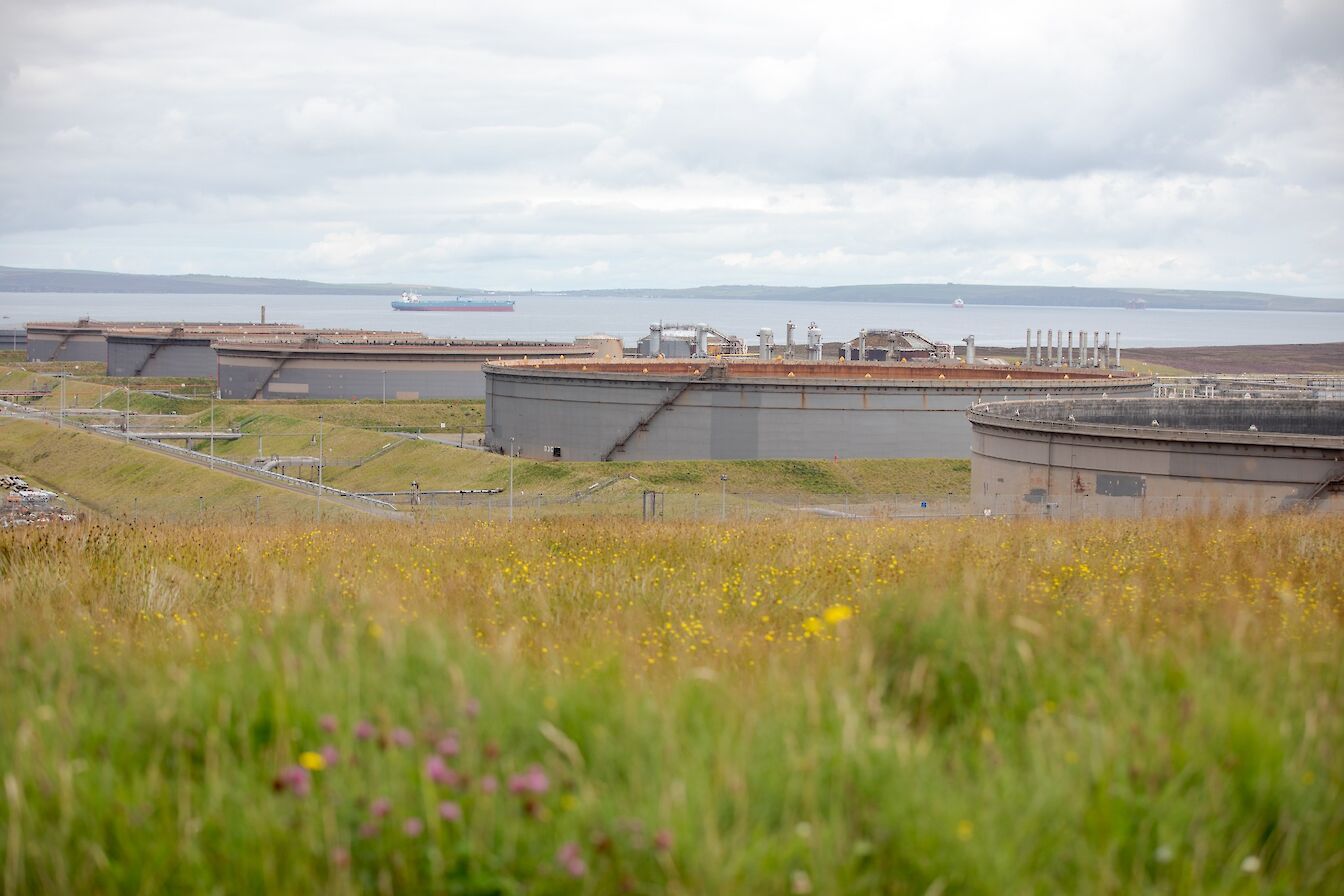 View over the Flotta Oil Terminal, Flotta, Orkney