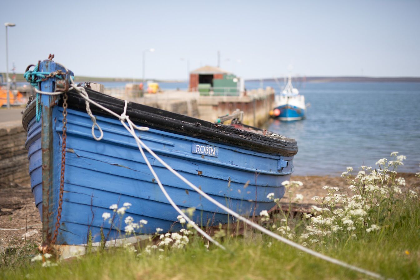 Boat on the shore at Longhope, South Walls, Orkney