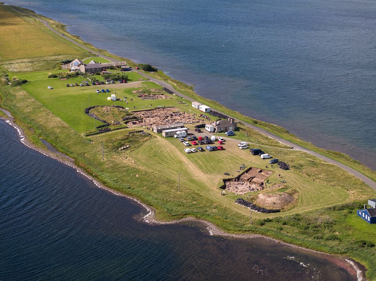 Aerial view of Ness of Brodgar excavations, Orkney