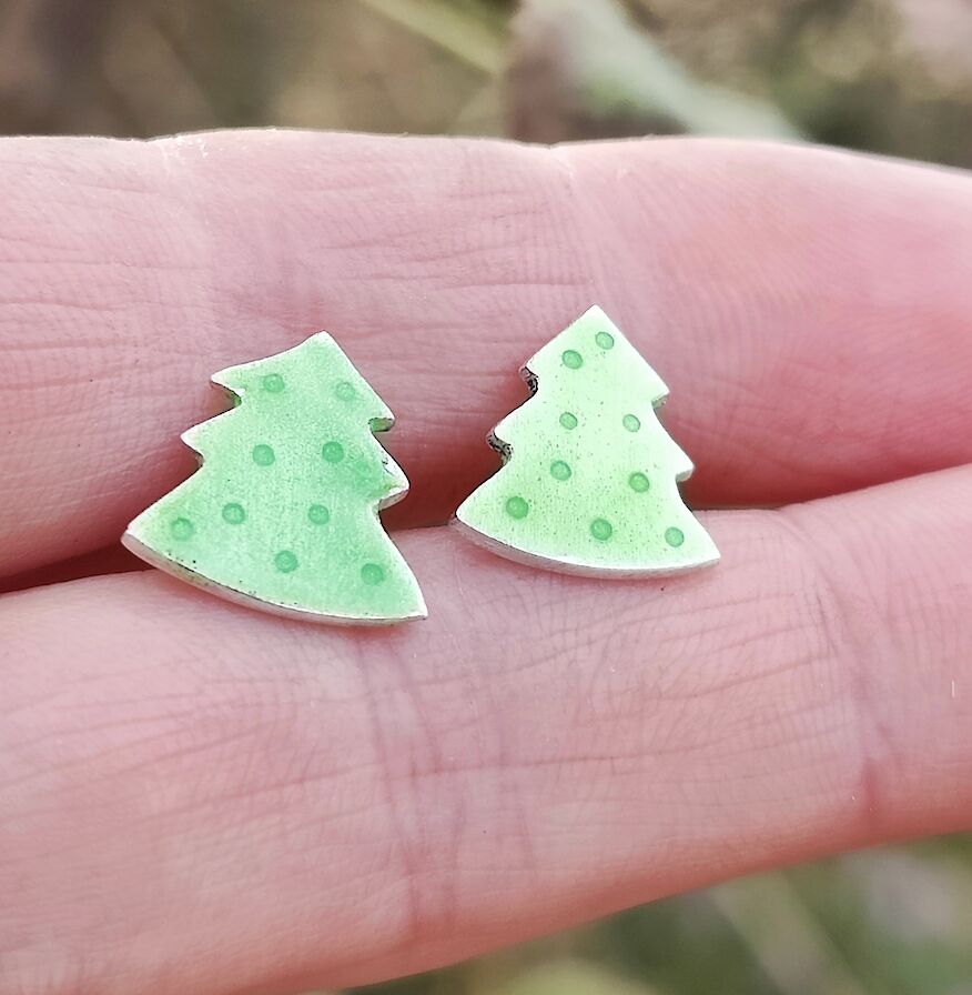 Christmas Tree ear studs from Marion Miller Jewellery