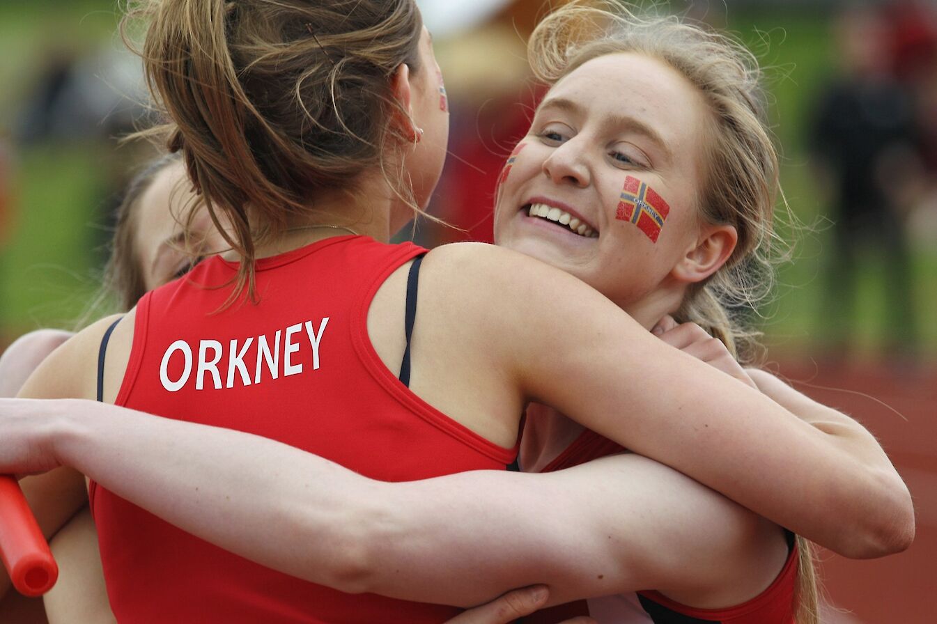 Orkney athletes in action against Shetland - image by Rae Slater