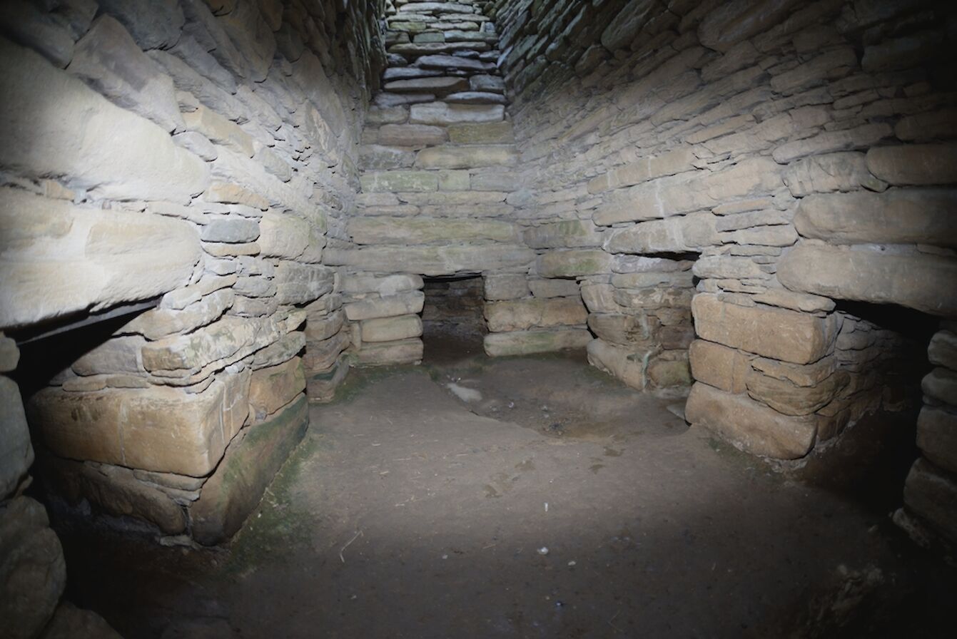 Inside Quoyness Chambered Cairn, Orkney